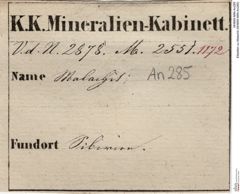 Etiketten zu Malachit (NHMW-MIN-An285)